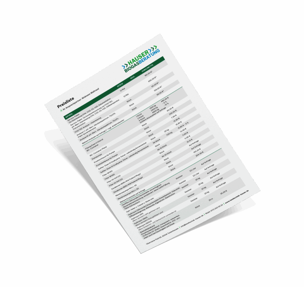 Aktuelle Preisliste Hauser Landtechnik 2025