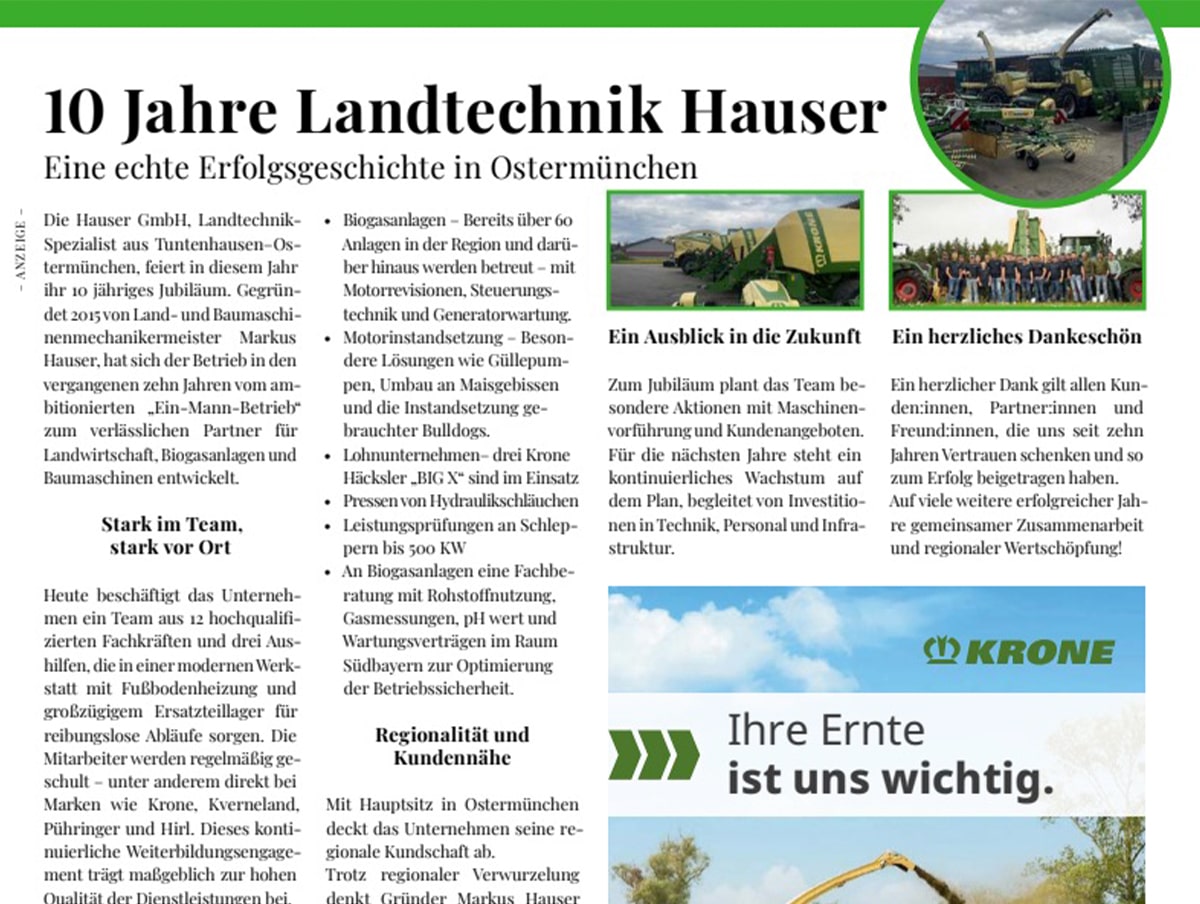 10 Jahre Landtechnik Hauser